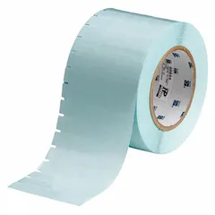 Precut label rolls with tamper-indicating feature that leaves a VOID pattern upon removal. Clear gloss finish, 1/2 in x 1 in size. Used for asset security and tamper evidence in industrial environments.
