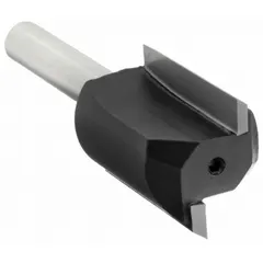 This straight profile router bit is carbide tipped for cutting wood. With a 7/8 in cutter diameter, it is used for routing straight profiles such as dadoes, grooves, and rabbets in woodworking applications.