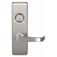 This PRECISION mechanical exit device trim is constructed of stainless steel with a silver finish. It features a lever outside trim and a pull plate style, designed for use on exit push bars. ADA compliant, it is suitable for commercial and institutional doors requiring accessible hardware