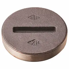 This cast bronze cleanout plug is designed for use in floor cleanout assemblies, providing access to drain lines for inspection and rodding. With a 5-inch overall diameter and 1-inch overall height, it features a corrosion-resistant bronze finish. The plug component is included for sealing the cleanout opening.