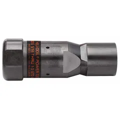 This steel adapter is an installation tool accessory for helical inserts. It is compatible with universal thread types and external thread sizes greater than 1/4" or M6. Used with pneumatic power tools for efficient installation of helical inserts into threaded holes.