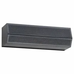 This wet location air curtain is designed for openings up to 4 ft wide, delivering a maximum air velocity of 1,730 fpm at 120V AC. Suitable for mounting heights of 10 ft or 12 ft, the black unit is intended for use in environments requiring washdown capability, such as food processing or commercial kitchens.