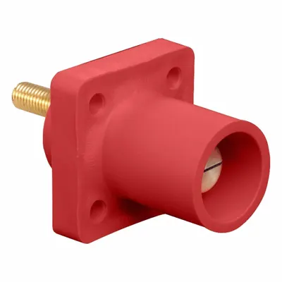 LEVITON Single Pole Receptacle: Red, Straight Taper Nose Mating, Threaded Stud Termination - Receptacles with Threaded Stud Terminations