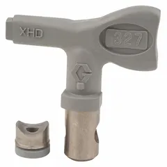 This GRACO airless spray gun tip has a 0.027 in orifice and is designed for use with XHF series spray guns. It is compatible with model XHD001 and is suitable for applying paints and coatings in industrial finishing, construction, and maintenance applications.