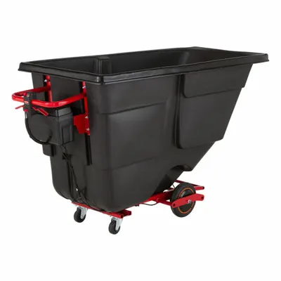 RUBBERMAID COMMERCIAL PRODUCTS Electric Tilt Truck, 27 cu ft, 1,000 lb, Black - Electric Tilt Trucks