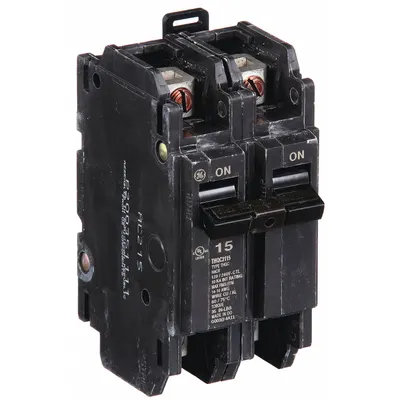 GE Miniature Circuit Breaker: THQC, 15 A, 120/240V AC, Single Phase, 10kA at 120/240V AC - THQC & THHQC Series, Unit-Mount GE Miniature Circuit Breakers
