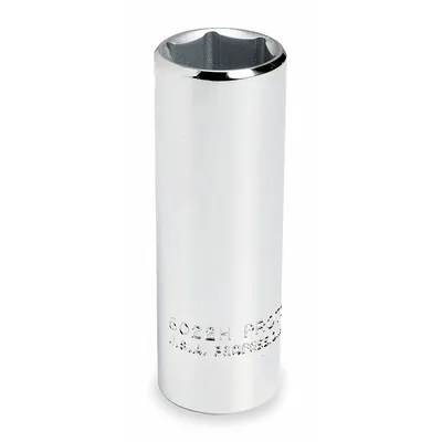 PROTO Socket: SAE, 3/8 in Drive Size, 11/16 in Socket Size, 6-Point, Deep, Chrome - 3/8" Drive Hand Sockets