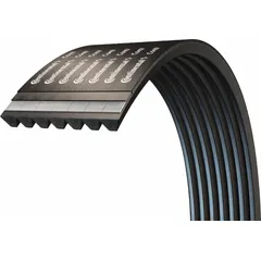 Banded V-belt with 7 ribs, B section, 131 in outside length, 4 5/8 in top width, and 17/32 in thickness. Used in heavy-duty industrial power transmission applications such as HVAC systems, compressors, pumps, and conveyor drives where multiple belts handle high loads and prevent belt turnover.