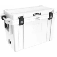 This heavy-duty chest cooler has a 95 qt capacity and holds 85 cans. It features 10 day ice retention and includes a drain plug. Suitable for marine, industrial, and outdoor use where reliable cold storage is required