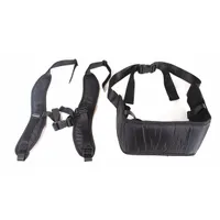 Replacement strap assembly for ProTeam backpack vacuum models. Enables hands-free operation by allowing the user to wear the vacuum during cleaning tasks. Suitable for commercial and industrial environments where mobility is required