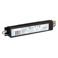 Programmed rapid start electronic ballast for operating 3 F17T8 fluorescent lamps. Supports bulb wattages of 17, 25, 28, 30, or 32 W. Input voltage 120-277V AC. Suitable for commercial and industrial lighting applications such as offices, warehouses, and retail spaces