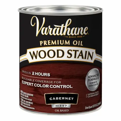 VARATHANE Wood Stain, Interior Oil-Based Semi-Transparent, Cabernet, Satin, 1 qt - Wood Stains