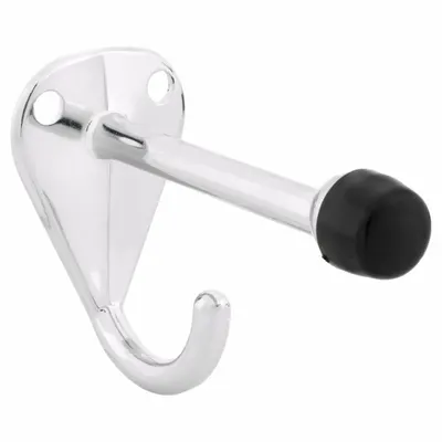 OEM Coat Hook and Bumper: Chrome-Plated Zinc, 2-1/4 in H x 1-3/8 in W - Partition Hooks, Shelves, Ash Trays & Corner Guards