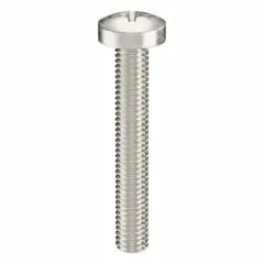 M6x1.00 thread, 40 mm length, 316 stainless steel, plain finish, pan head, Phillips drive, #3 drive size. Suitable for fastening components in assemblies where corrosion resistance is needed, such as in marine, chemical, or food-processing environments. Pack of 5.