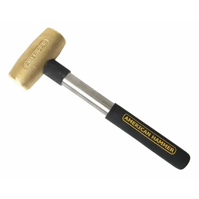 AMERICAN AM4BRCG Brass Mallet, 4 lb Head, 2 in Dia, 14 in Overall Length - Brass Mallets