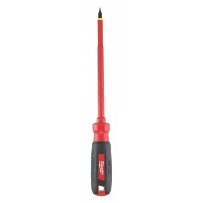 MILWAUKEE Insulated Slotted Screwdriver, 3/16 in Tip, 6 in Shank, 10 in Overall - Insulated Slotted Screwdrivers