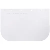 This clear acetate replacement visor provides chemical splash and impact protection for face shields. With an overall height of 8 inches and thickness of 0.04 inches, it is suitable for industrial environments where exposure to chemicals or debris is a concern