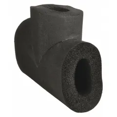 Unslit tee insulation made of Buna-N rubber/PVC, with 3 1/8 in inside diameter and 1/2 in thickness. Provides thermal insulation and condensation control on pipe fittings in HVAC and refrigeration systems. Plenum rated for use in air-handling spaces. R-value of 3.1.