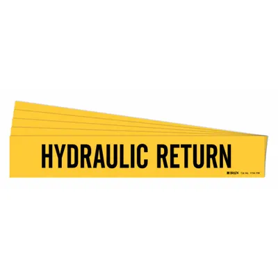 BRADY Pipe Marker: Hydraulic Return, Yellow, Black, Fits 8 in and Larger Pipe O.D. - Hydraulic Return Adhesive Pipe Markers