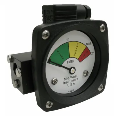 MIDWEST INSTRUMENT 522A-025-LE Differential Pressure Indicator with Switch - Differential Pressure Indicators with Switch