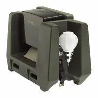 This plastic paper towel and soap dispenser part includes a multi-fold paper towel holder. It is designed for use in commercial kitchens, restrooms, and foodservice areas to dispense paper towels and soap. The unit is black with an overall height of 14-5/8 inches and width of 11 inches