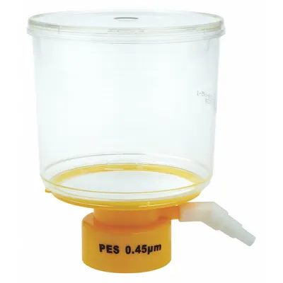 LAB SAFETY SUPPLY Bottle Top Filter: 0.45 um Max Particle Size, 90 mm Dia, PES, 500 mL Upper Capacity - Bottle Top Filters