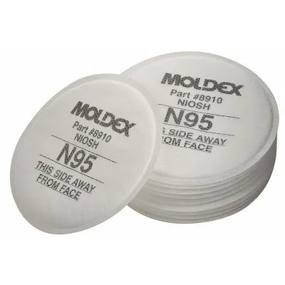 MOLDEX 8910 N95 Particulate Filter, White, Threaded, 10-Pack - Moldex 8000 Reusable Respirators Compatible Filters & Cartridges