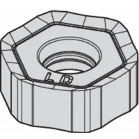 Hexagon-shaped indexable milling insert for general-purpose machining of steel and cast iron. Used in face milling and shoulder milling operations on CNC and manual mills. Suitable for medium-duty cutting applications in industrial manufacturing