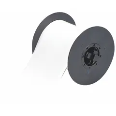 Continuous polyester tag roll for thermal transfer printing, 4 1/4 in x 50 ft, white gloss finish, rated for outdoor use. Compatible with Brady S3700 printer series; requires B30-R10000 ribbon. Used for industrial labeling such as asset tags, pipe markers, and safety signs in harsh environments.