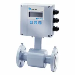 Electromagnetic flow meter for inline water flow measurement in steel pipes. Accuracy ±0.2%, 4-20 mA output, LCD display. Max voltage 240V AC, natural rubber O-ring, universal mounting orientation.