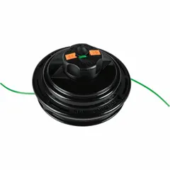 Round, black replacement head for string trimmers. Compatible with MAKITA model ER400MP. Used for cutting grass and weeds in landscaping and grounds maintenance.