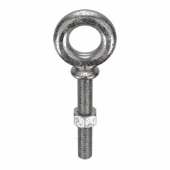 This machinery eye bolt features a shoulder for secure seating in lifting and rigging applications. Made from 18-8 stainless steel with a plain finish, it offers corrosion resistance. Thread size is 1/2"-13 with a 2-inch thread length. A nut is included. Made in USA.