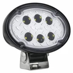LED oval spotlight with a 5 15/16 in overall diameter. Features a Hard Shell Superseal electrical connection for secure performance. Suitable for vehicle applications requiring a wide, close-range beam pattern.