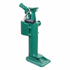 This ENERPAC toe jack is a low-clearance mechanical jack with a steel body and manual handle actuator. It has a 10 ton load capacity and a minimum lift of 20 5/16 inches. Suitable for lifting heavy loads in confined spaces where standard jacks cannot fit, such as in industrial maintenance and rigging applications.