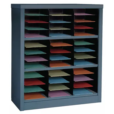 OEM Literature Sorter, 36 Compartments, Gray, with Label Holders - Literature Sorters