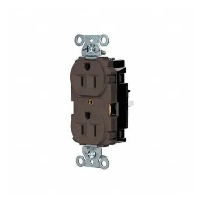 HUBBELL 5262ST Duplex Receptacle, 5-15, Brown, 125V AC, 15A, 2 Pole/3 Wire - General Purpose Receptacles