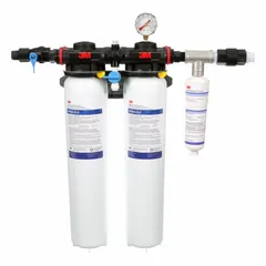 Multi-purpose water filtration system designed to reduce particulates. Features a flow rate of 10 gpm, NPT connections, and a capacity of 108,000 gallons. Includes three filters with prefilter wrap media. Overall height is 24 inches. Suitable for commercial or industrial applications requiring particulate reduction.