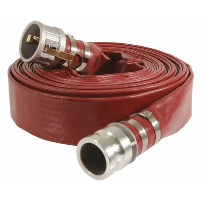 OEM PVC Water Discharge Hose Assembly, 4 in x 25 ft, 100 psi, Red - PVC Water Discharge Hose Assemblies with Synthetic Fabric Reinforcement