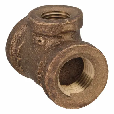 OEM Brass Pipe Tee, 1/4 in x 1/8 in x 1/4 in, Class 125, C89833, 45/64 in Lg - Threaded Low-Pressure Pipe Fittings for Potable Water