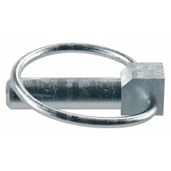 Standard lynch pin with 7/16 in shank diameter and 1 11/32 in usable length. Supplied without chain in a pack of 10. Used to secure clevis pins and fasteners in agricultural, construction, and industrial equipment to prevent unintended disconnection in hitches and linkages.