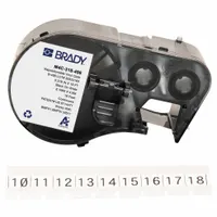 Combined Label and Ribbon Cartridge: 5/16 in, 5/16 in x 16 ft, Vinyl Cloth, Black on White (MPN M4C-318-498)