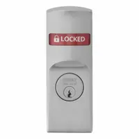 This SARGENT office lever lockset features a satin chromium-plated steel finish and is ADA compliant for accessibility. Designed for interior commercial doors, it offers single-cylinder operation with locked/unlocked status indication. Suitable for office, institutional, and light-commercial applications requiring lever-handle operation