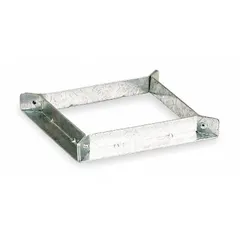 Square wall mounting bracket for passthrough devices. Measures 4 in length, 4 in width, and 0.75 in height. Rated for 3-hour fire protection. Suitable for mounting firestop or cable penetration seals in walls.