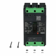 Three-pole molded case circuit breaker rated 25 A with a maximum interrupting rating of 100kA at 120/240V AC. Features fixed instantaneous trip, Everlink Lug terminals on both ends, and ABC phase connection. Suitable for overcurrent protection in commercial and industrial electrical distribution panels.