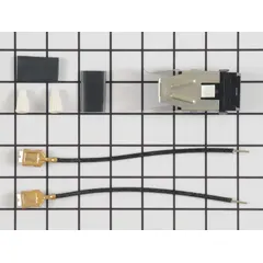 OEM replacement kit for Whirlpool ovens, includes the receptacle and wiring for connecting the heating element. Used to repair or replace damaged electrical connections in residential and light commercial kitchen ovens.