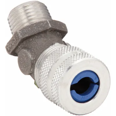 HUBBELL WIRING DEVICE-KELLEMS Liquid Tight Cord Connector: Aluminum, 1/2 in MNPT, 0.37 in to 0.50 in - 45° Metallic Cable Grips