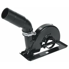 This wheel guard is designed for angle grinders with a maximum wheel diameter of 5 inches. It features quick installation for efficient setup. The guard helps reduce dust during cutting applications, improving visibility and cleanliness in the work area.