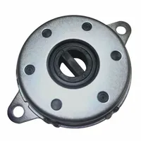 Gearless disk-type rotary damper with two-sided rotation. Provides 6.7 N-m of torque for controlled motion damping. Steel body construction. Used in industrial automation, packaging, and material handling equipment to manage door, lid, or conveyor movement