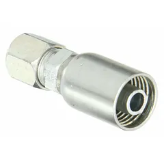 Steel barbed hydraulic hose fitting for -8 hose dash size with 1/2 in hose I.D. Features ferrule lock x hose end connection and male x male gender. Used in industrial hose assemblies requiring secure, leak-resistant connections.