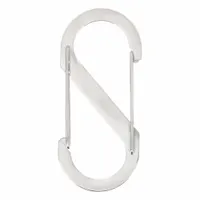 This load-rated S-hook double snap hook features a wire gate opening and is constructed from stainless steel. It is designed for securing and organizing gear, keys, or tools in light-duty industrial, outdoor, or workshop applications where quick attachment and release are needed
